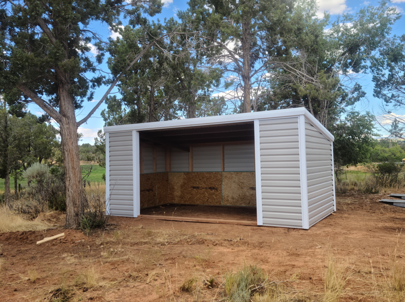 Loafing Shed 10 ft x 21 ft with 4 ft front walls