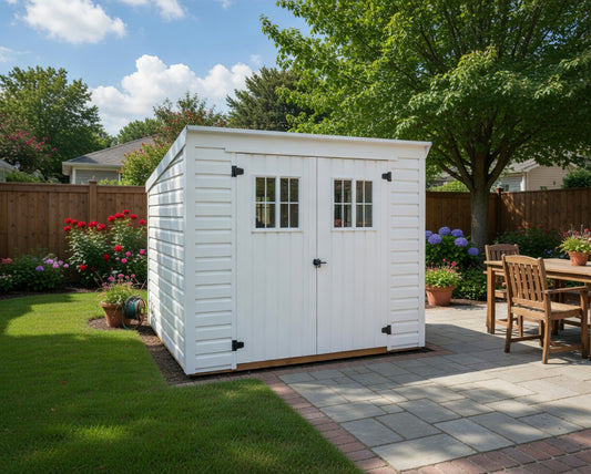 Classic 8x10 Double Doors & Windows, Shed Roof