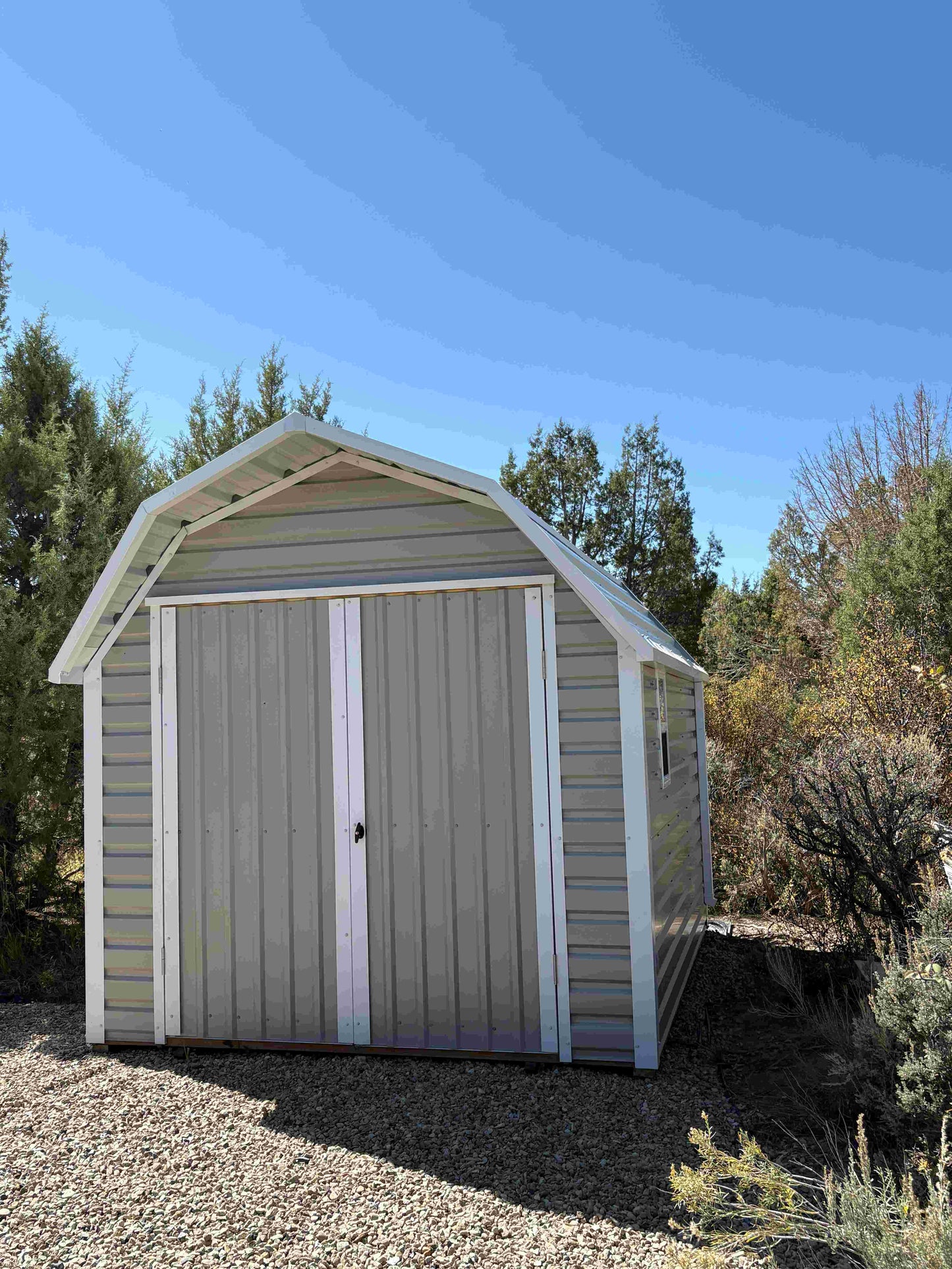 Dutch Style Gambrel Steel Sided Shed 10 ft x 14 ft; Model S051