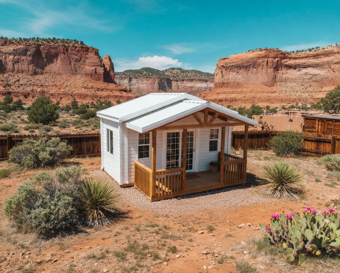 10x20 Premium Steel Bungalow Shed with 6x16 Porch | Insulated, Maintenance-Free, 45psf Snow Load | Colorado Built