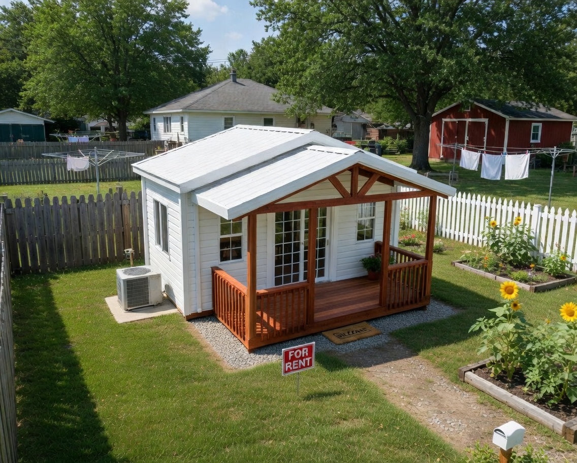 10x20 Premium Steel Bungalow Shed with 6x16 Porch | Insulated, Maintenance-Free, 45psf Snow Load | Colorado Built