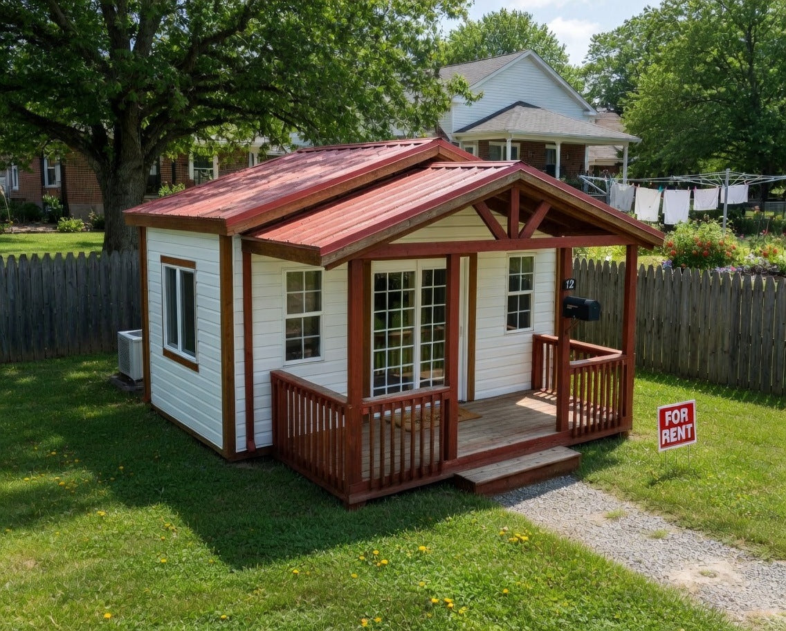 10x20 Premium Steel Bungalow Shed with 6x16 Porch | Insulated, Maintenance-Free, 45psf Snow Load | Colorado Built