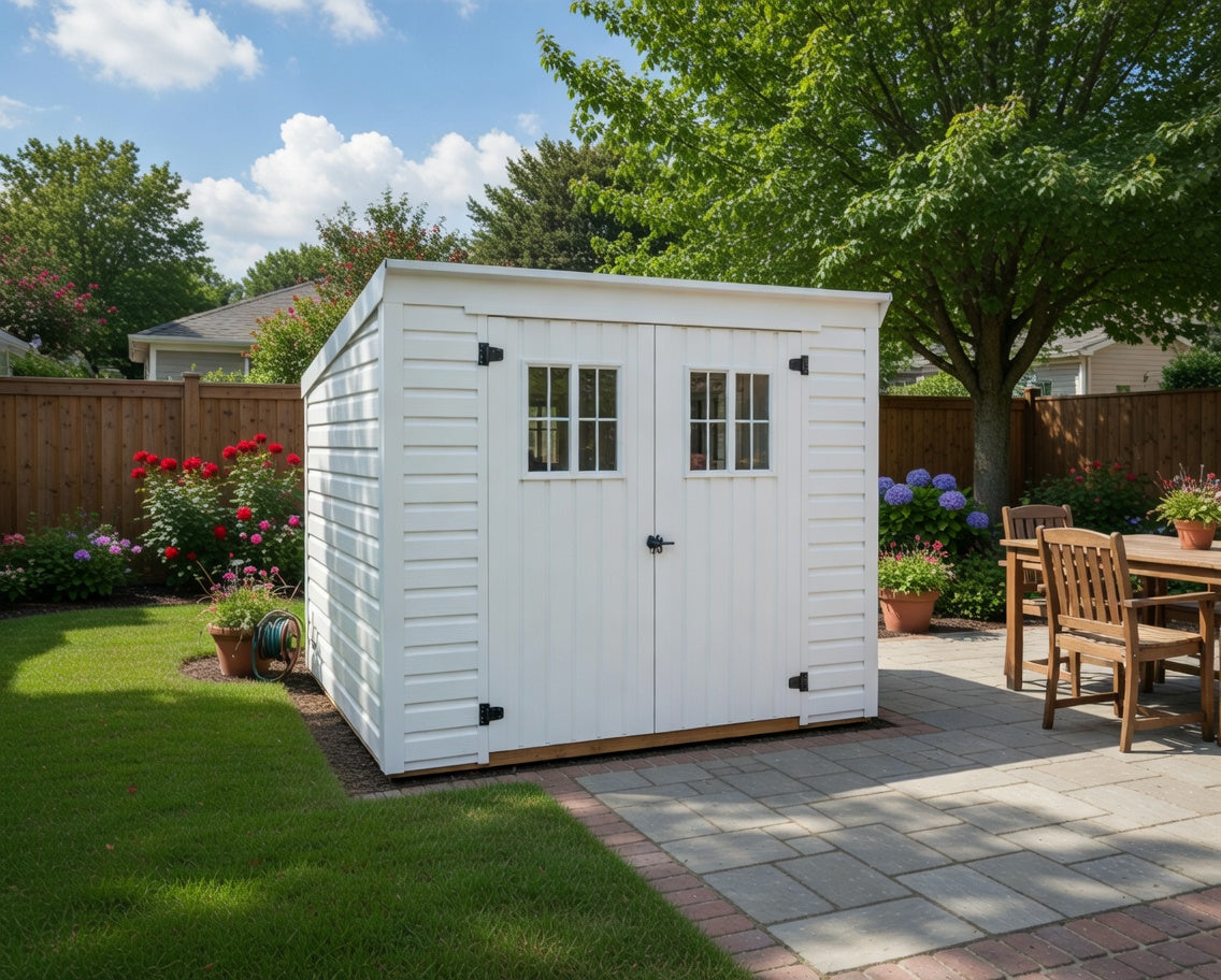 Classic 8x10 Double Doors & Windows, Shed Roof