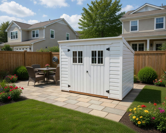 Classic 8x10 Double Doors & Windows, Shed Roof