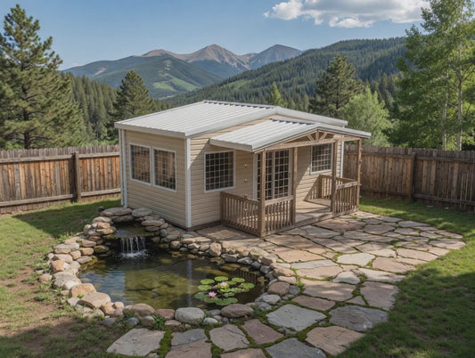 12x24 Premium Steel Bungalow Shed with Porch | Insulated, Maintenance-Free, 45psf Snow Load | Colorado Built